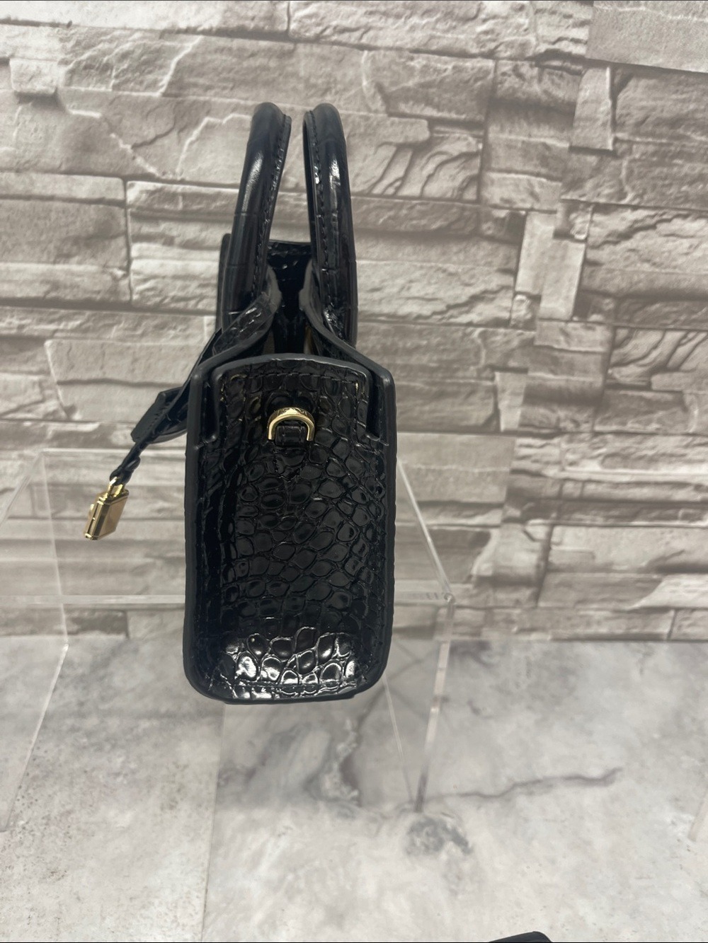 Michael Kors Scarlett XS Black Croc Embossed Satchel with Matching Wallet - Picture 7 of 13